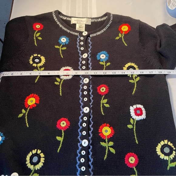 Susan Bristol vintage embroidered knitted floral long sleeve cardigan size PP - Picture 10 of 10